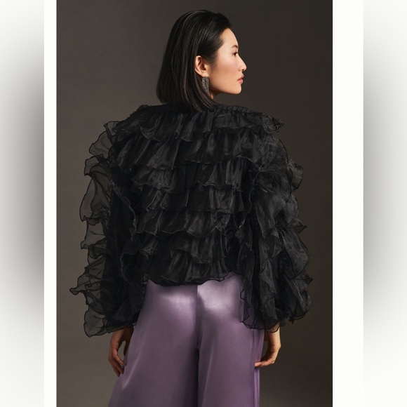 ANTHROPOLOGIE NWT RUFFLED ORGANZA BOMBER JACKET 🍒 - Picture 5 of 7